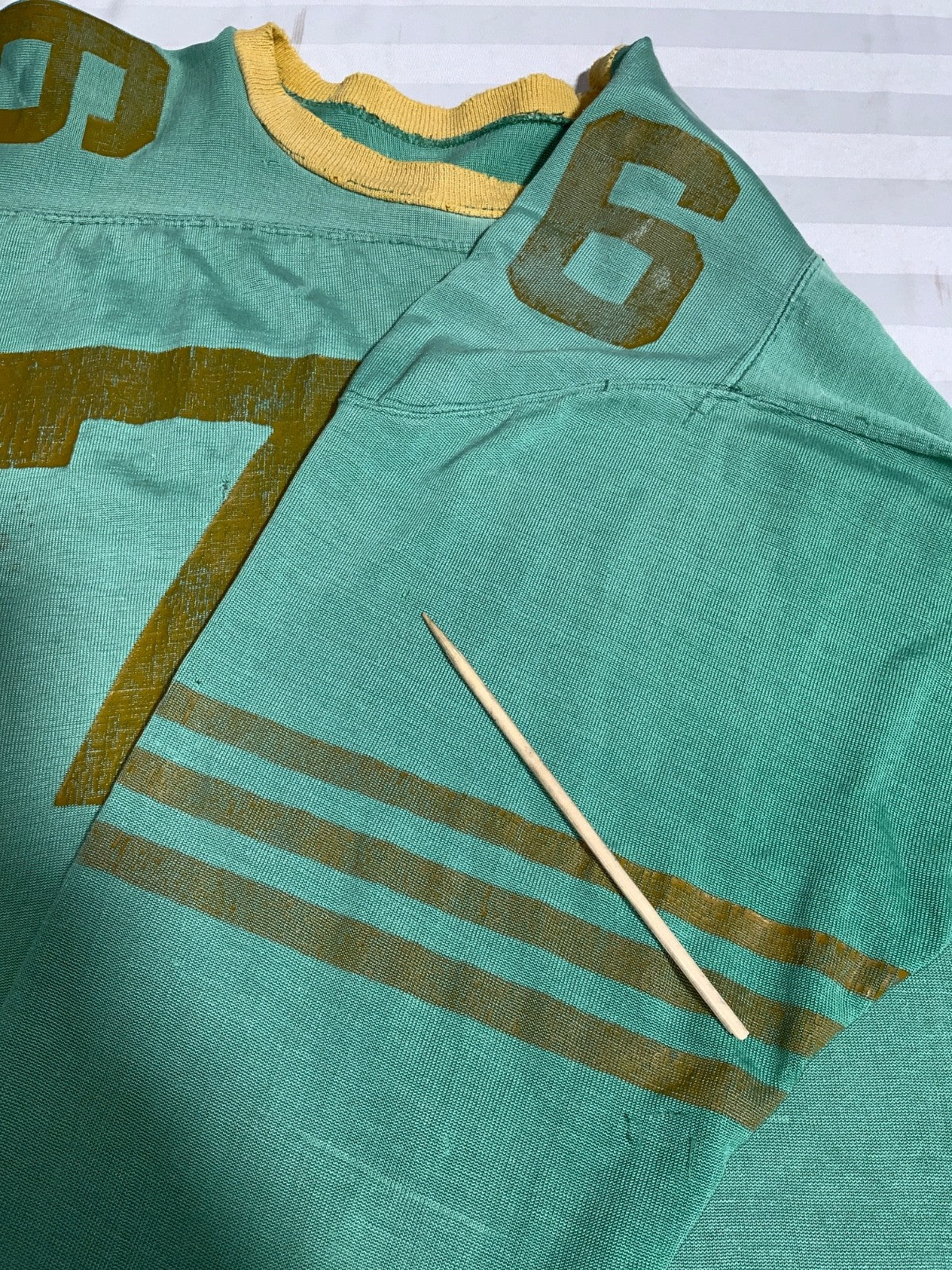 Vintage Champion Durene Jersey Large Green 3/4 Sleeve Football 1960s