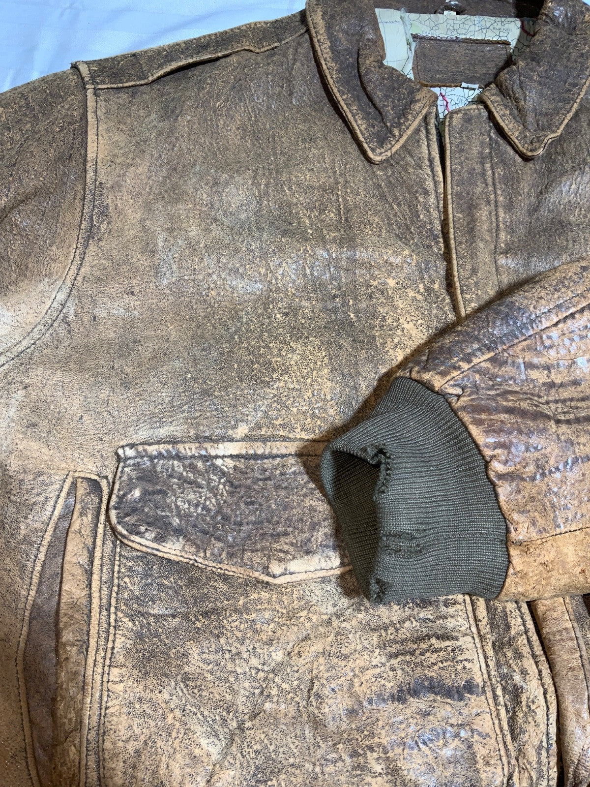 Vintage 1990s Leather Bomber Jacket Large Brown Lined Full Zip