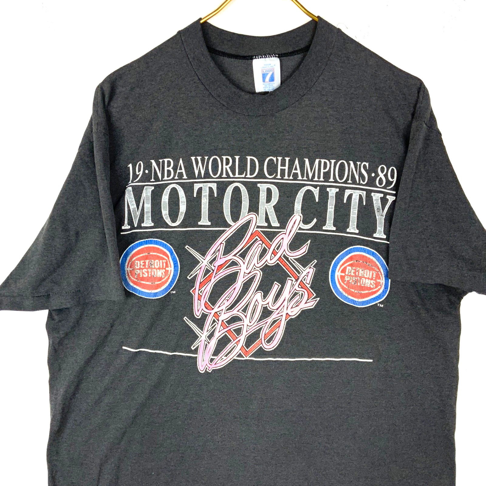 Vintage Detroit Pistons Logo 7 T-Shirt XL Bad Boys Motor City 1989 Nba Champ 80s