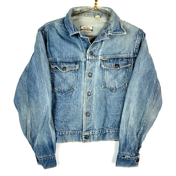 Vintage 1970s Big Yank Western Style Denim Jean Jacket Small Blue Snap Button