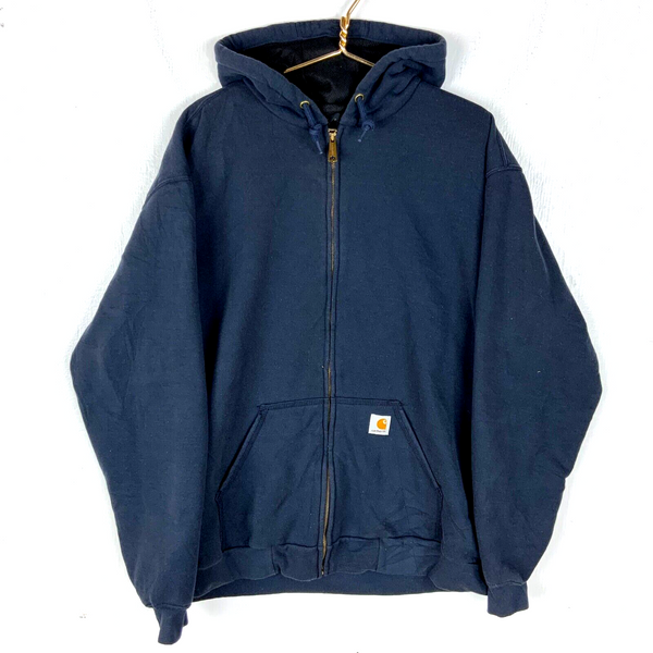 Carhartt Active Lined Sweatshirt Hoodie Jacket XL Tall Blue Full Zip Workwear