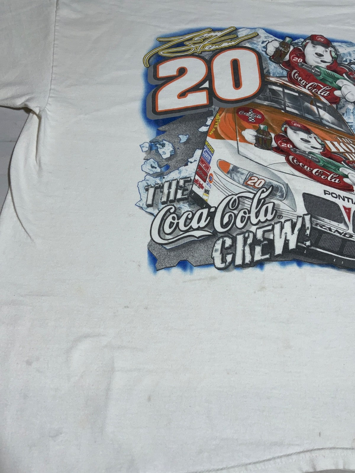 Vintage Nascar Coca Cola Crew T-shirt 2XL Home Depot Racing 2001 Tony Stewart