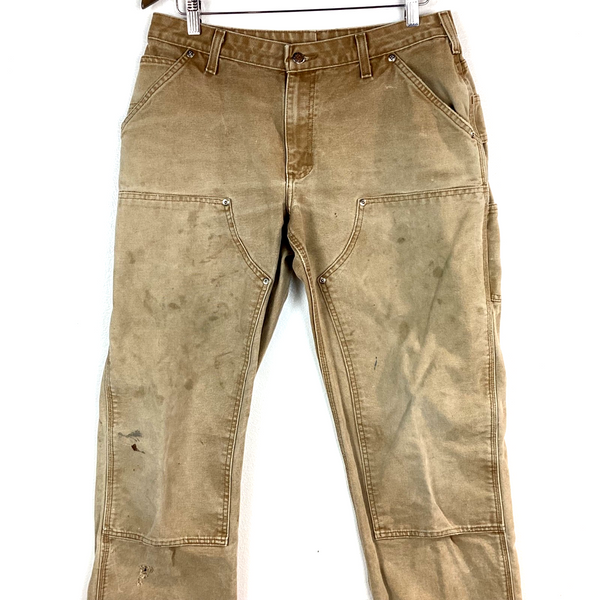 Vintage Carhartt Women's Double Knee Dungaree Canvas Workwear Pants Size 12x34