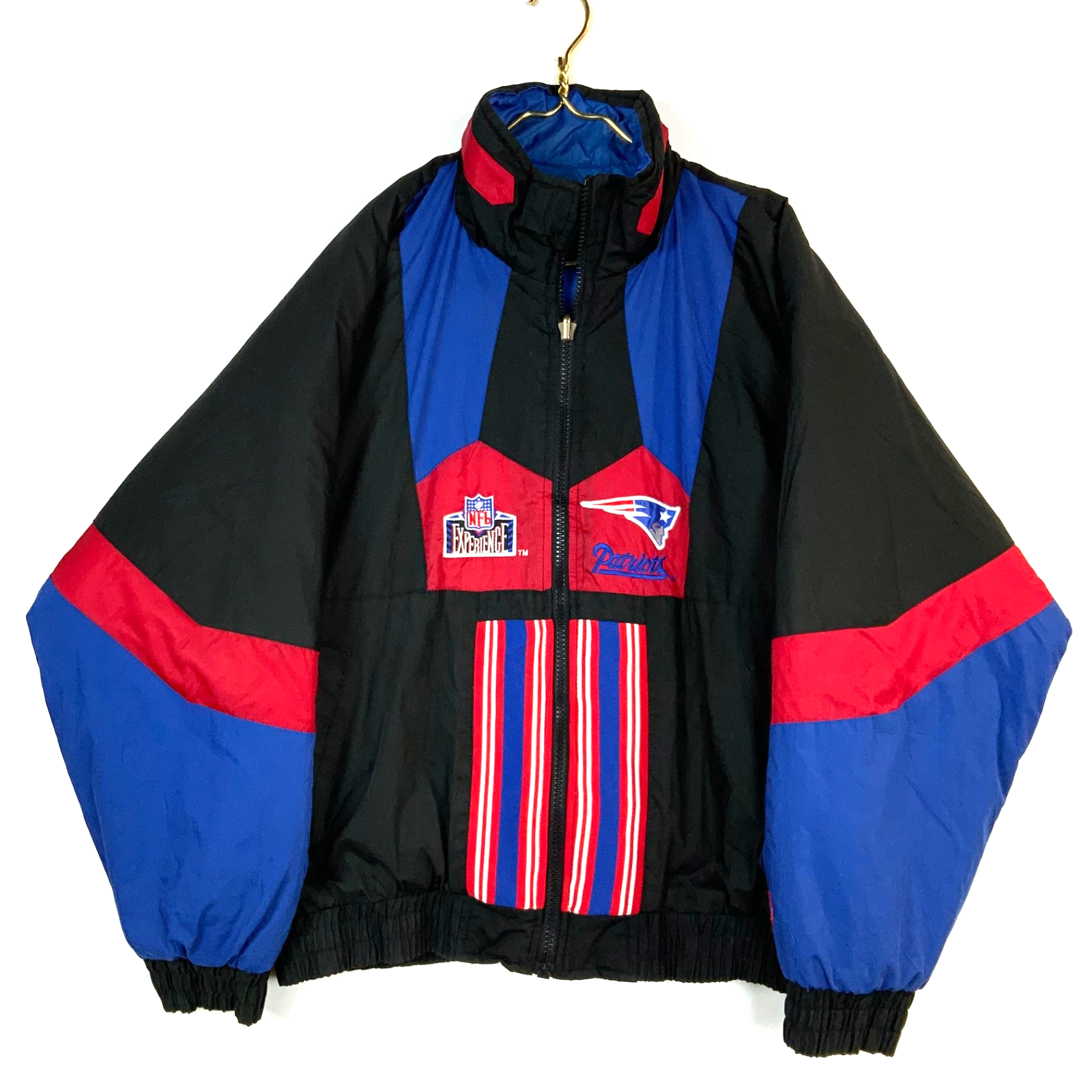 Vintage New England Patriots Jacket Large Reversible Puffer Full Zip Nfl