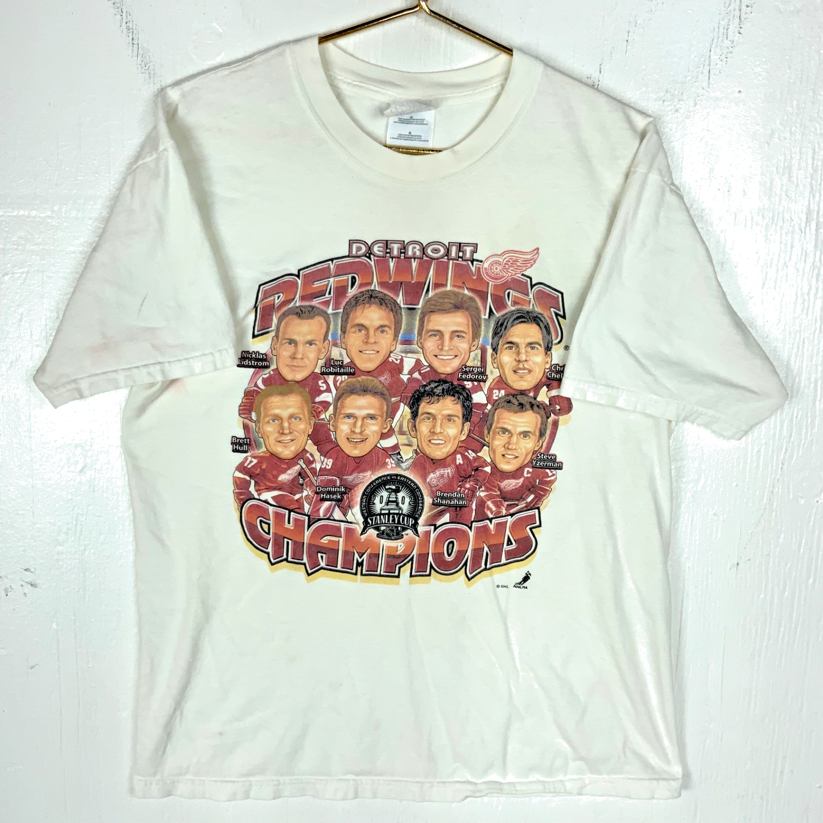 Vintage Detroit Red Wings Stanley Cup Champions T-shirt Large White Nhl