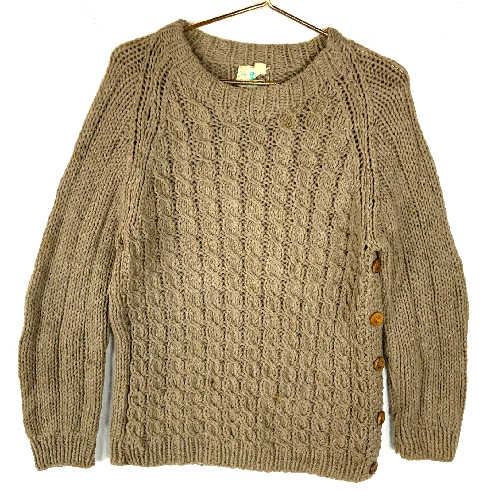 Vintage Sears Cable Knit Wool Sweater Womens Medium Made In Italy Cardigan 80s