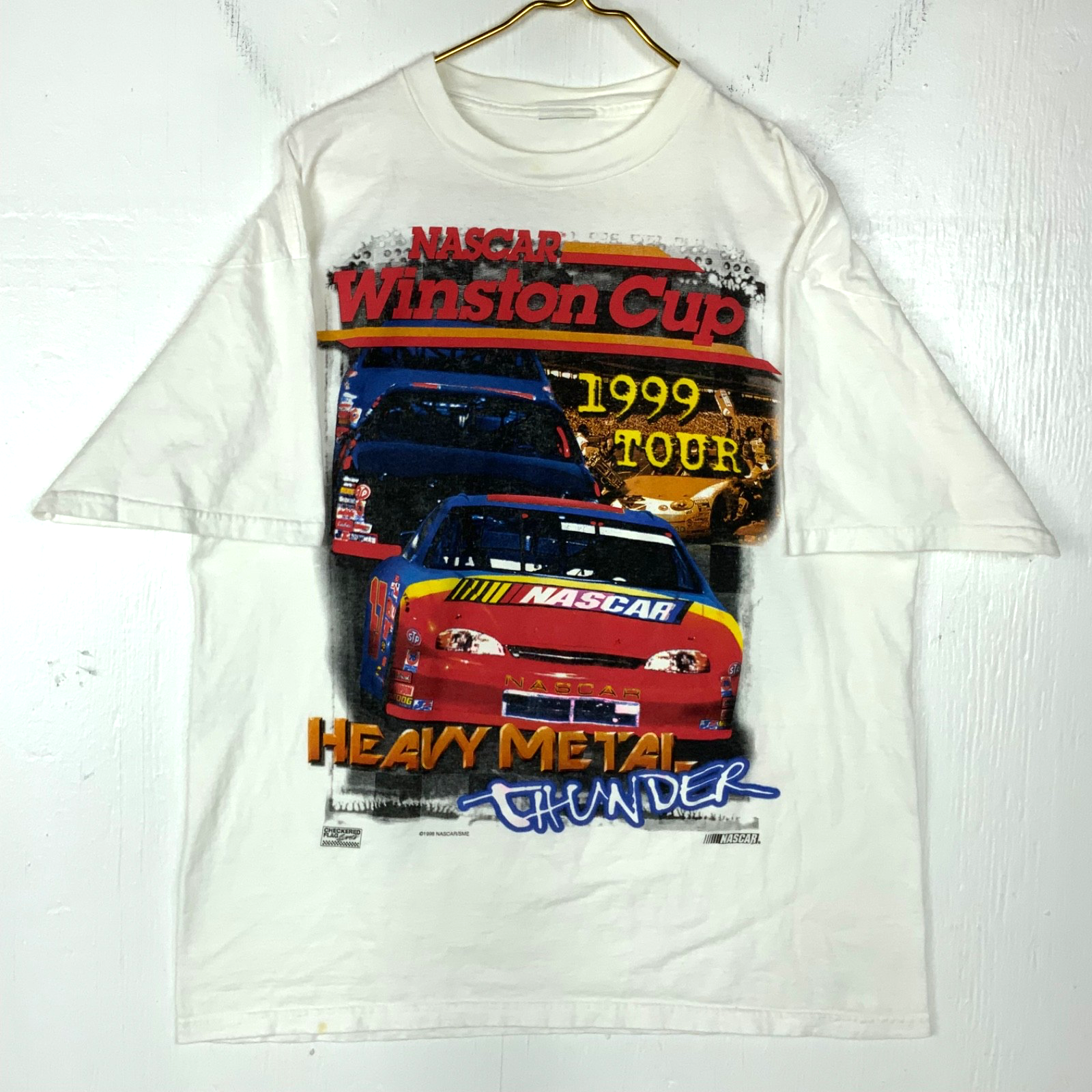 Vintage Nascar Winston Cup Tour T-Shirt XL White 1999 Heavy Metal Thunder 90s
