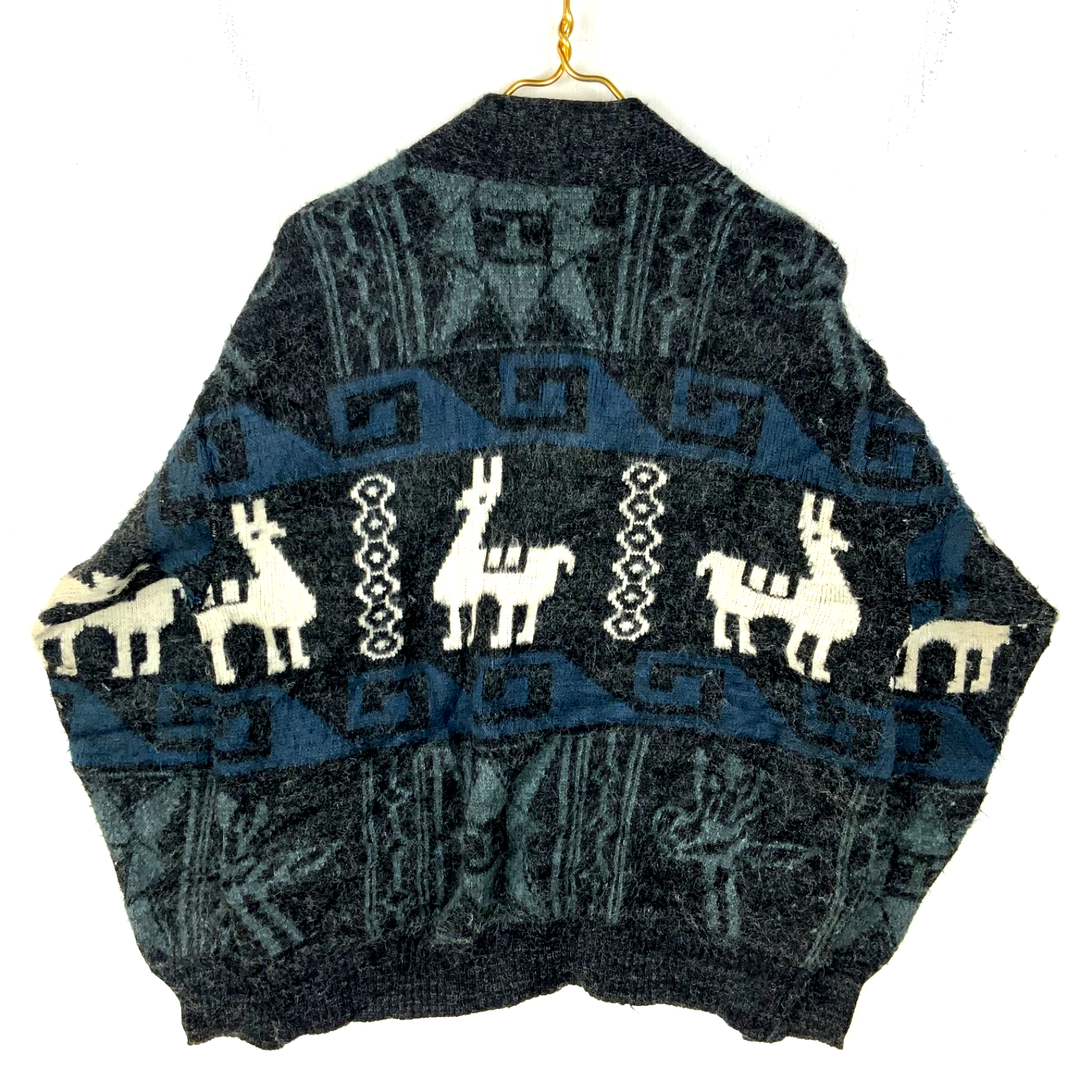 Vintage Tejidos Ruminahui Wool Knit Sweater Medium Gray Cardigan Pattern