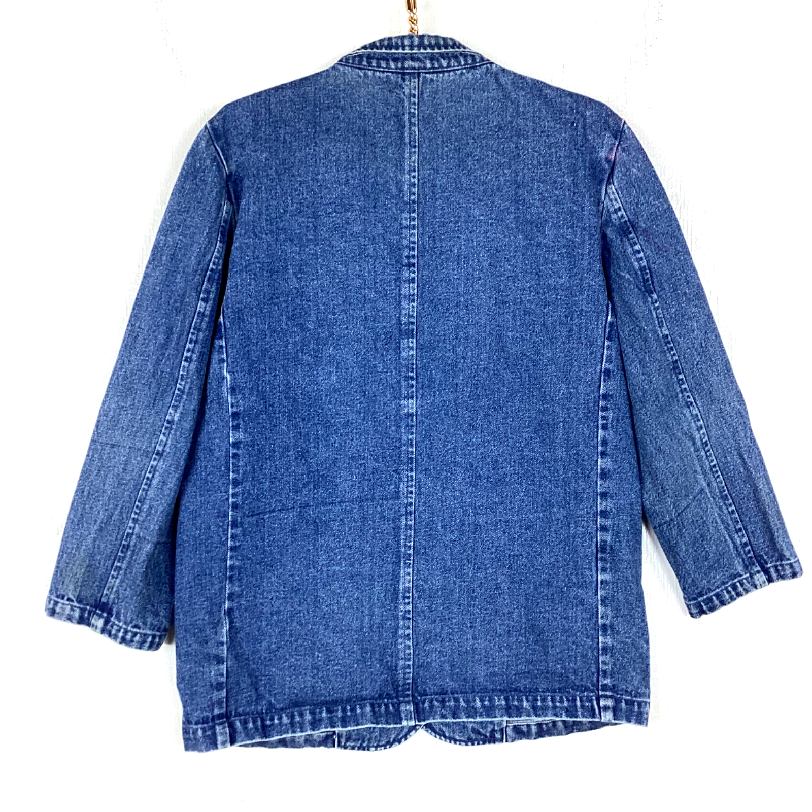 Vintage Eddie Bauer Women's Denim Jean Trucker Jacket Size Medium Blue