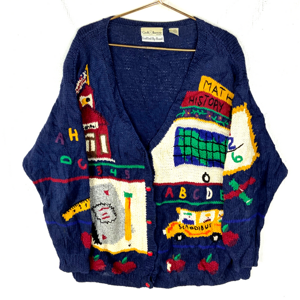 Vintage Croft & Barrow Knit Sweater Women’s XL Blue Cardigan School