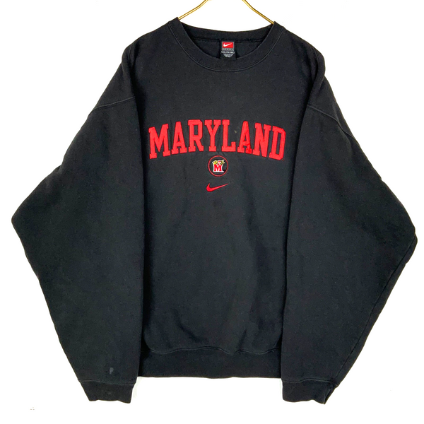 Vintage Maryland Terrapins Nike Sweatshirt Size 2XL Black Embroidered Ncaa
