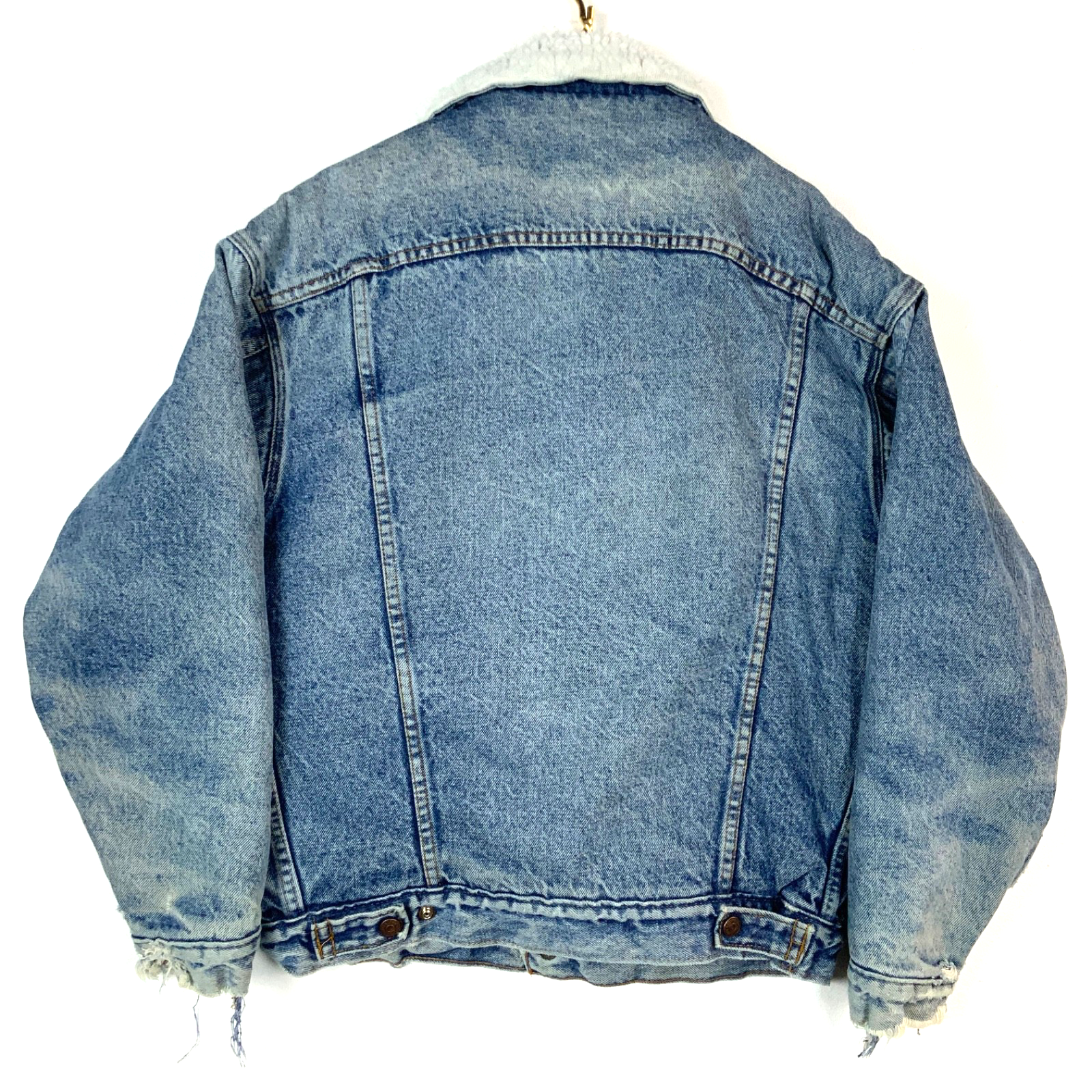 Vintage Levi’s Denim Jean Jacket Small Made Usa Snap Button Sherpa Lined Usa 80s
