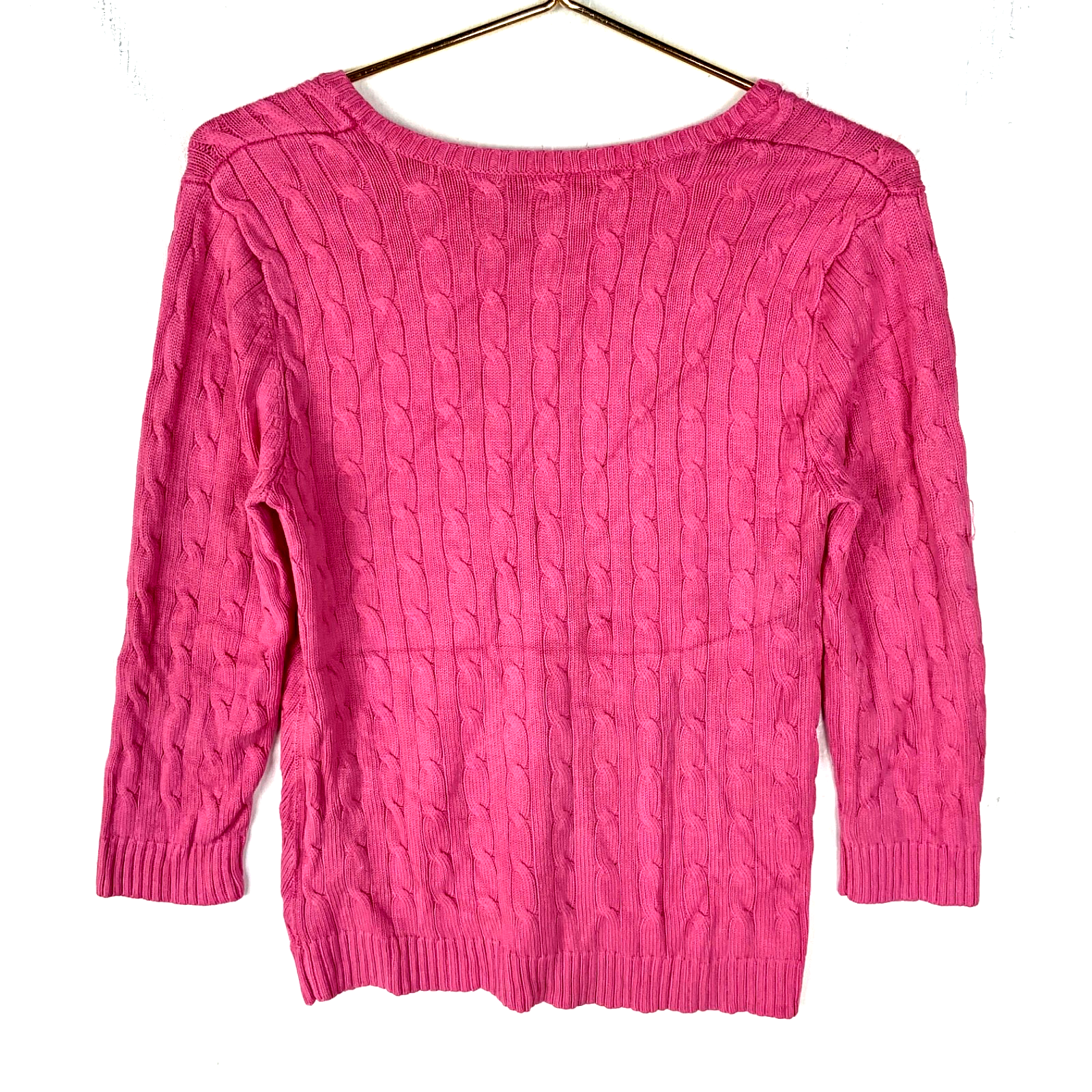 Vintage Lauren Ralph Lauren Cable Knit Sweater Women’s Medium Pink V-neck