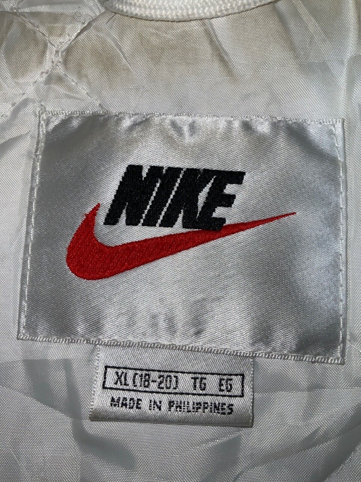 Vintage Nike Jacket Women's XL Black Full Zip Hooded Puffer Swoosh Spell Out 90s