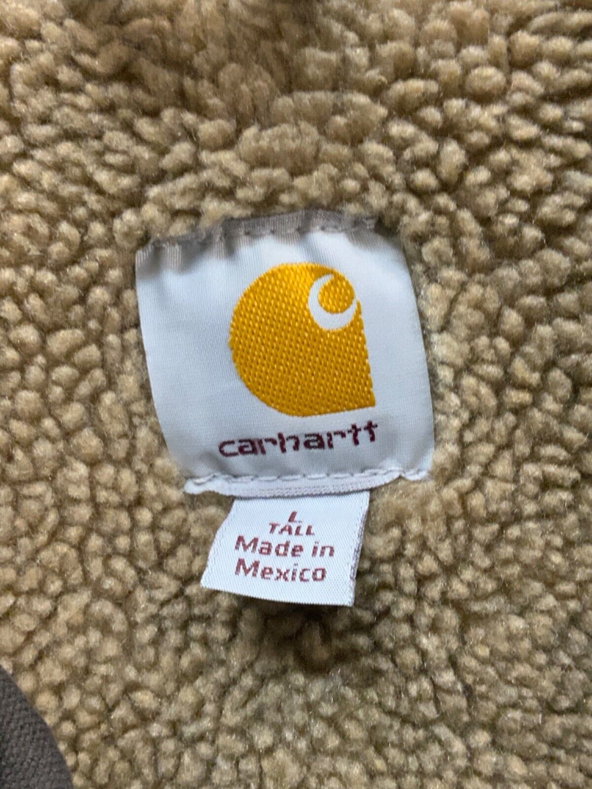 Carhartt Sandstone Workwear Jacket Large Brown Sherpa Lined Full Zip