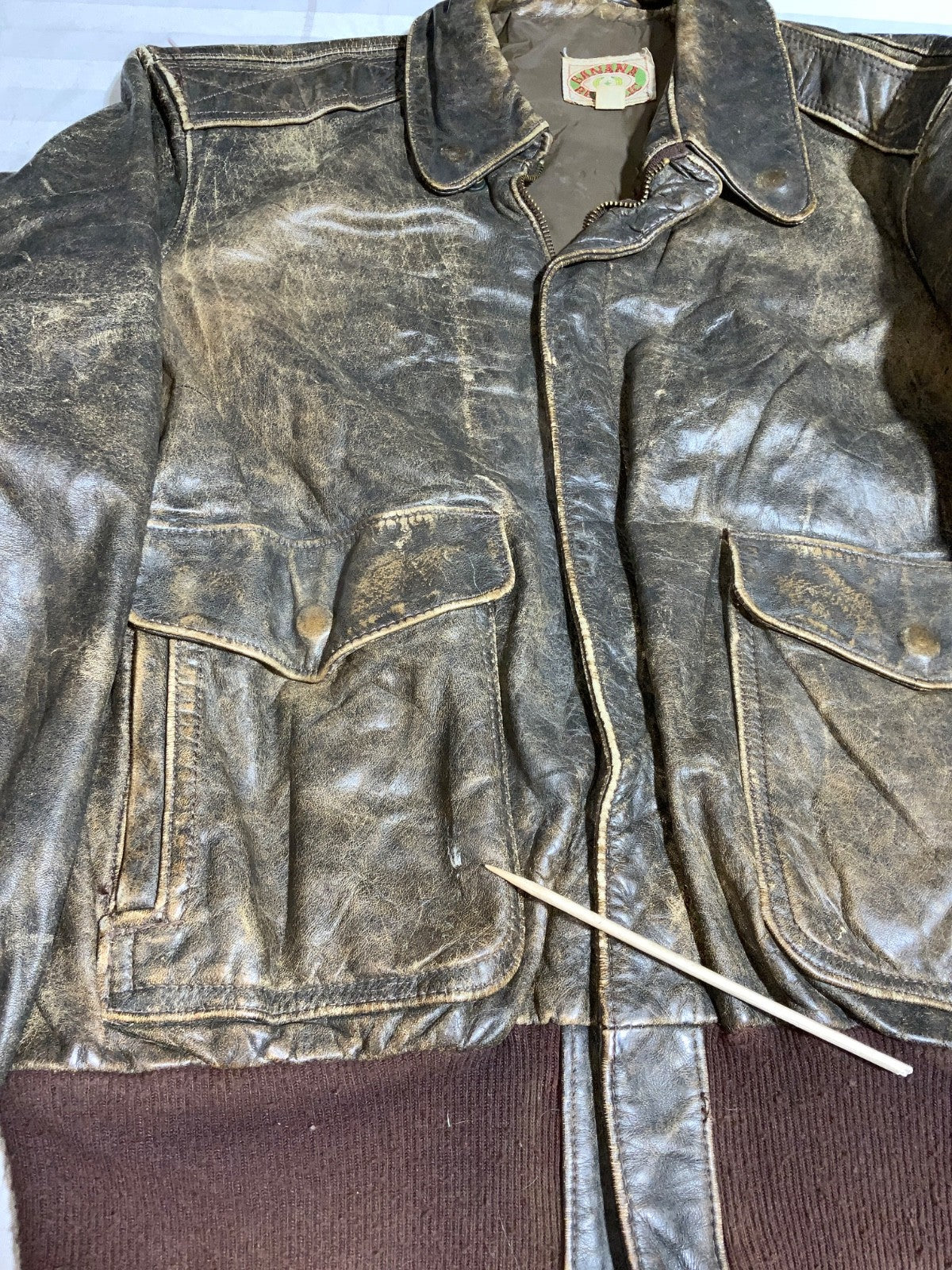 Vintage Banana Republic Leather Bomber Jacket Medium Brown Full Zip Made Usa 90s