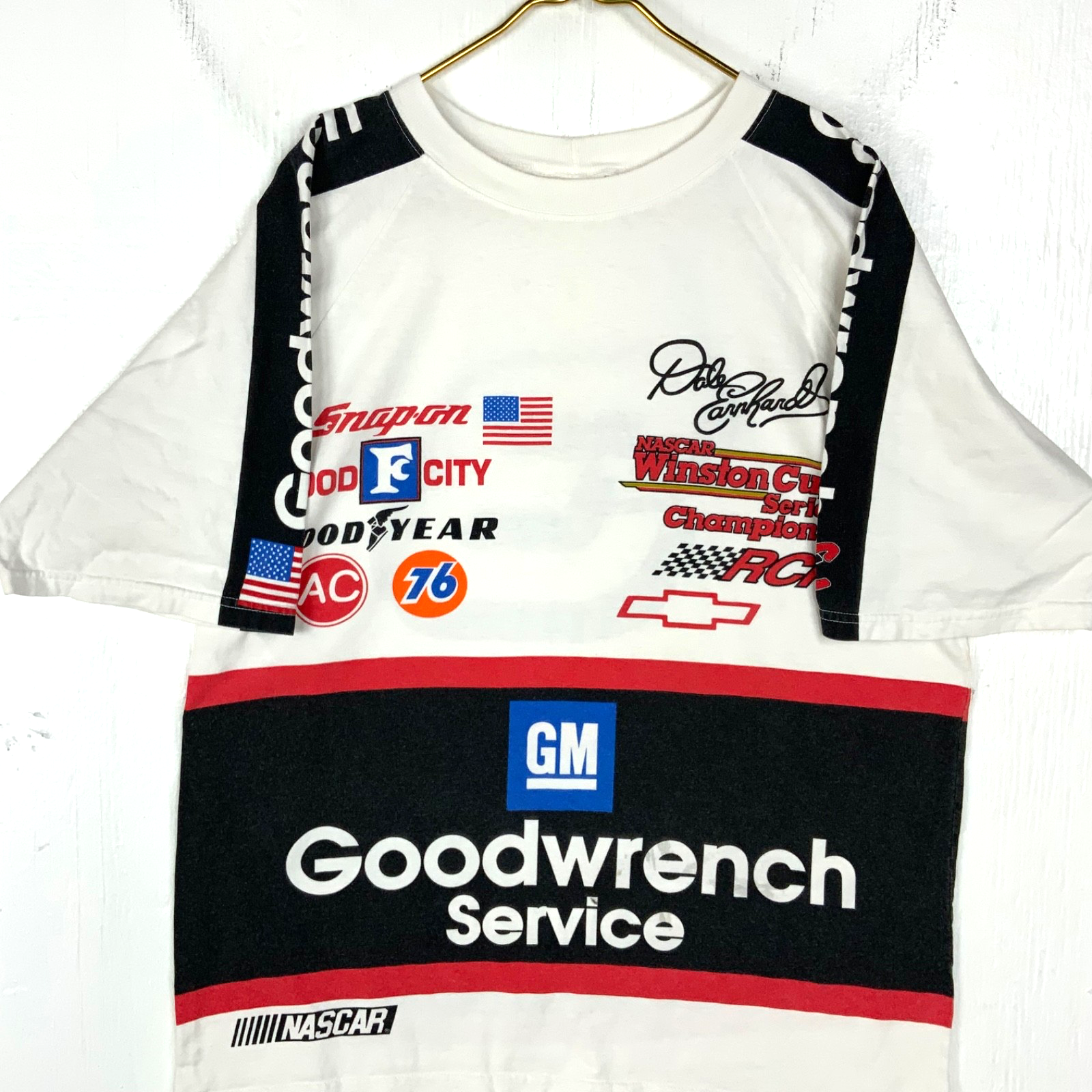 Vintage Nascar T-Shirt XL White Goodwrench Winston Cup Champ Dale Earnhardt 90s