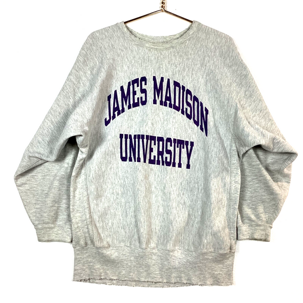 Vintage Champion Reverse Weave Sweatshirt Size XL Grey James Madison Dukes Ncaa