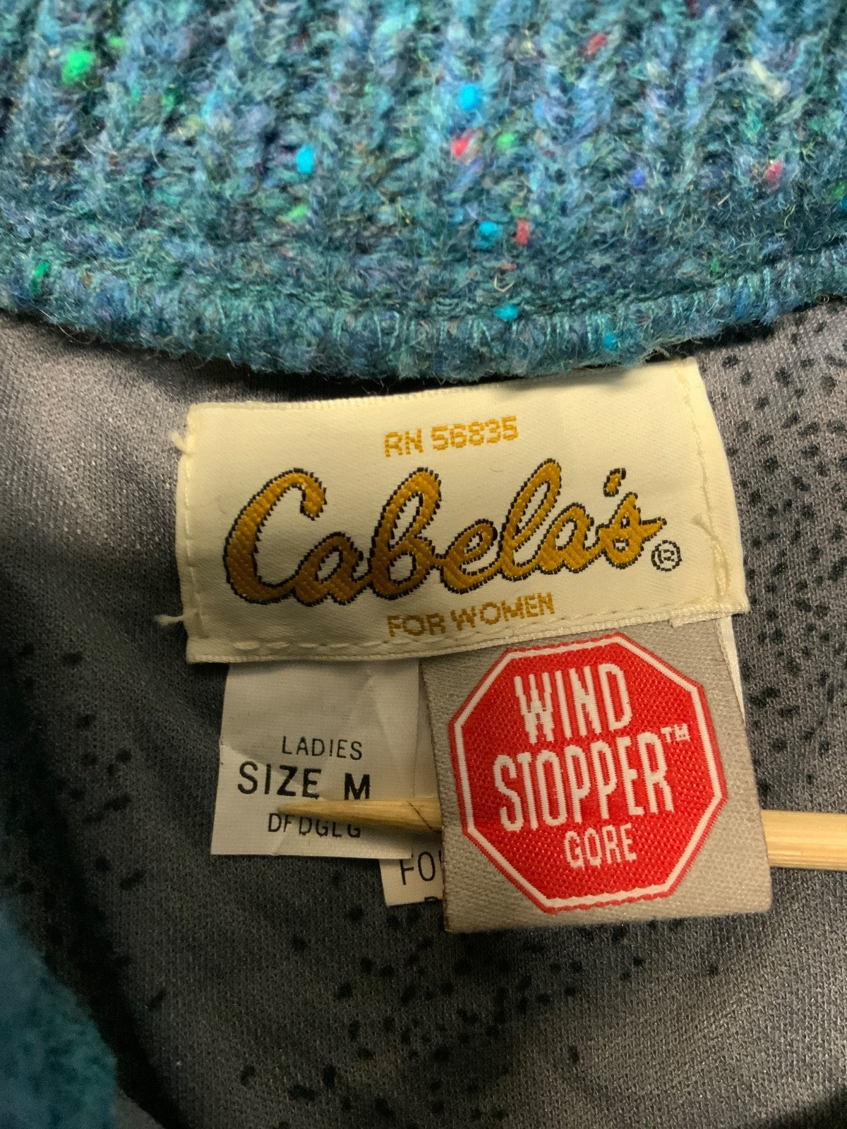 Vintage Cabela’s Wool Women’s Knit Sweater Medium Blue Wind Stopper 90s