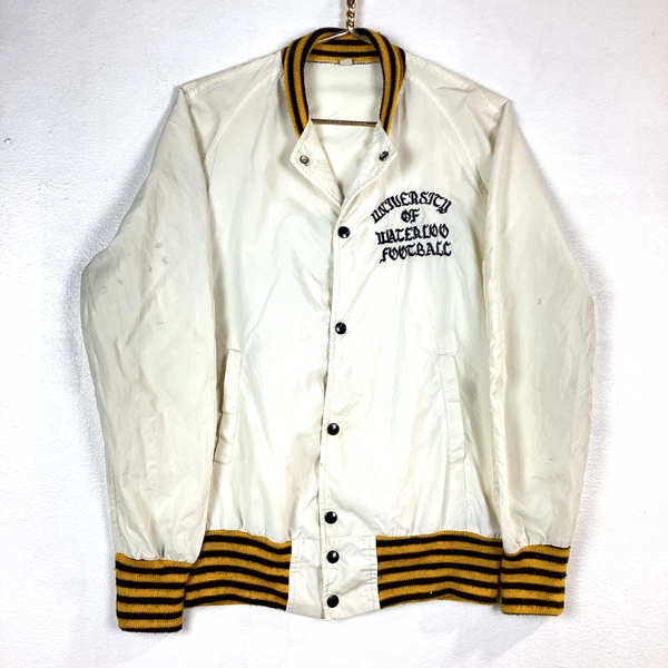 Vintage University of Waterloo Football Jacket Size Medium White Windbreaker 70s
