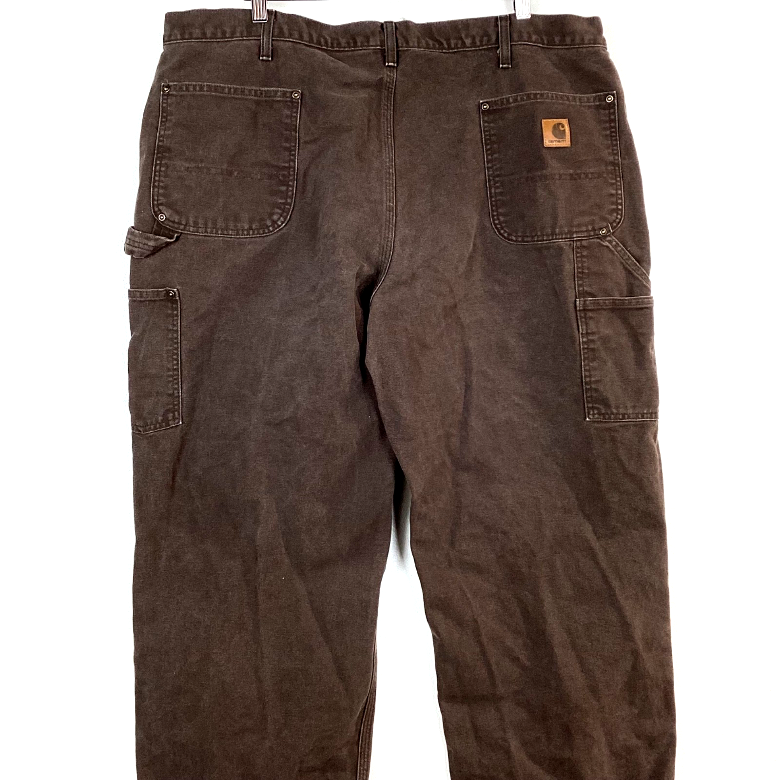 Carhartt Double Knee Dungaree Canvas Workwear Pants Size 42x32 Brown