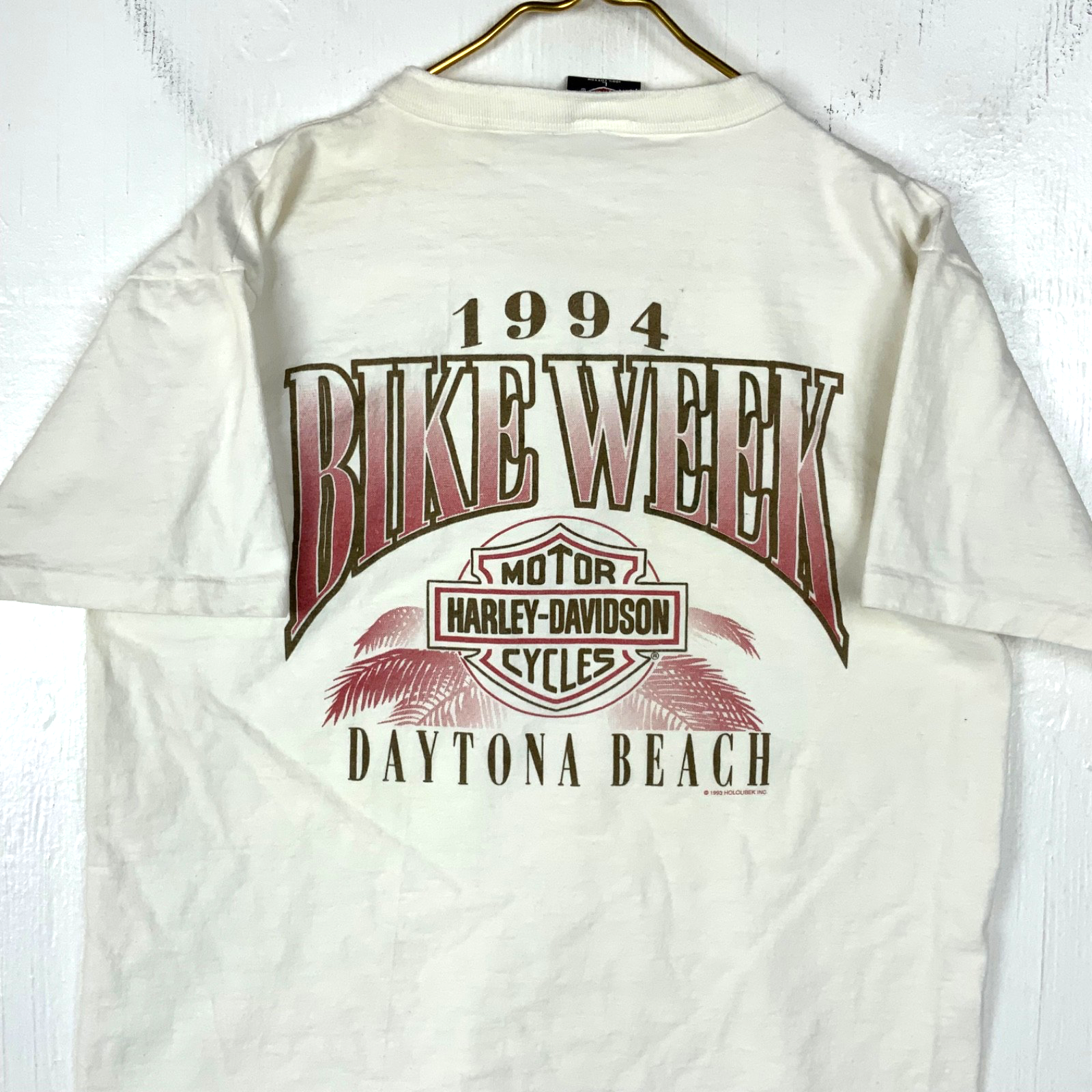 Vintage Harley Davidson T-Shirt Large Henley 1994 Daytona Beach Bike Week 90s
