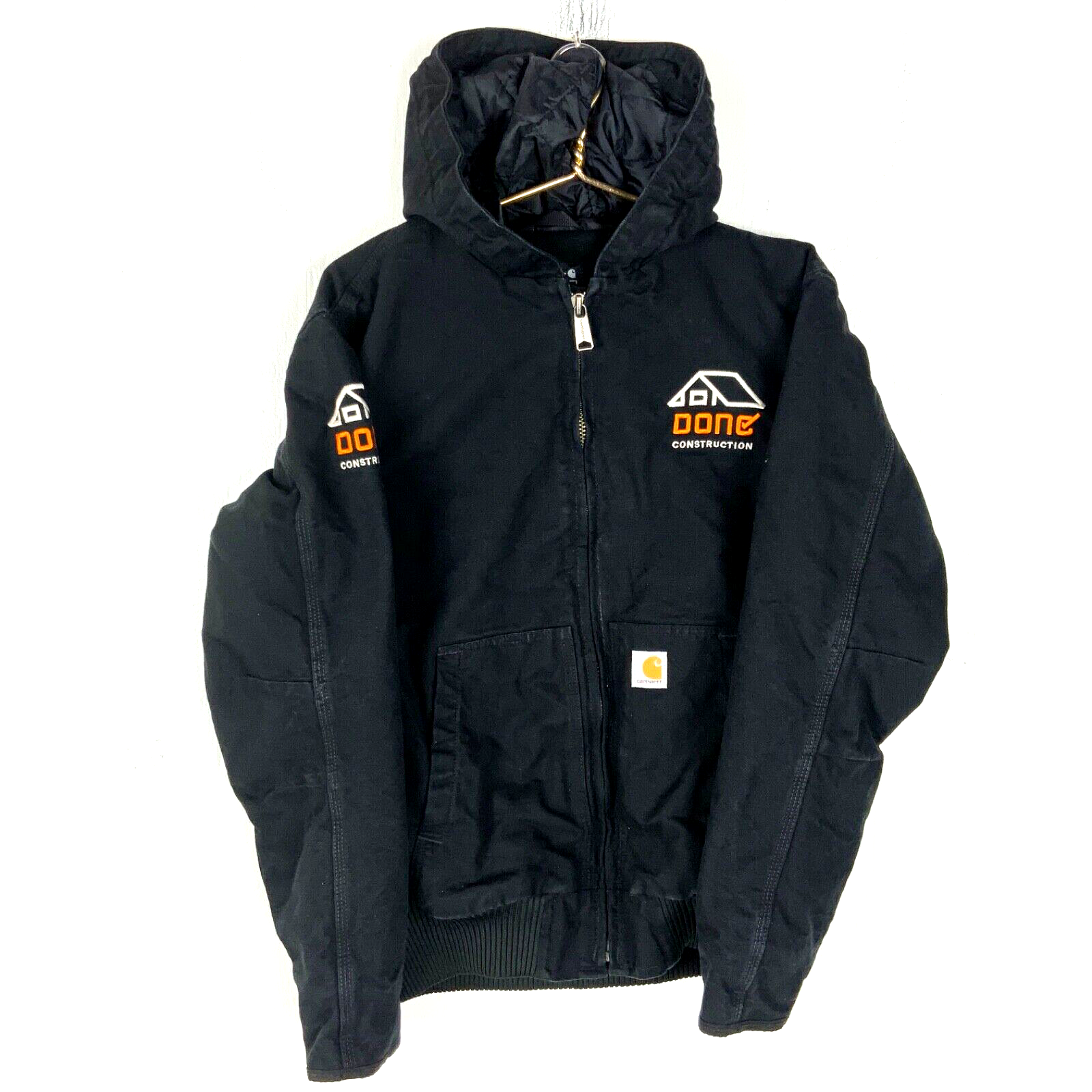 Carhartt Duck Jacket Small Black Full Zip Quilted Workwear