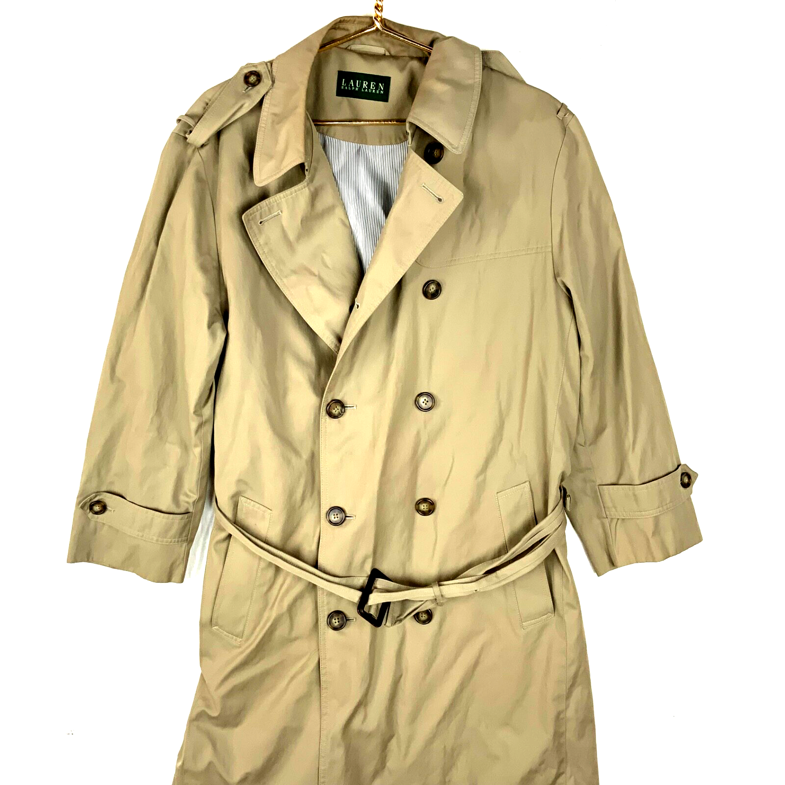 Vintage Lauren Ralph Lauren Women's Trench Coat Jacket Large Beige