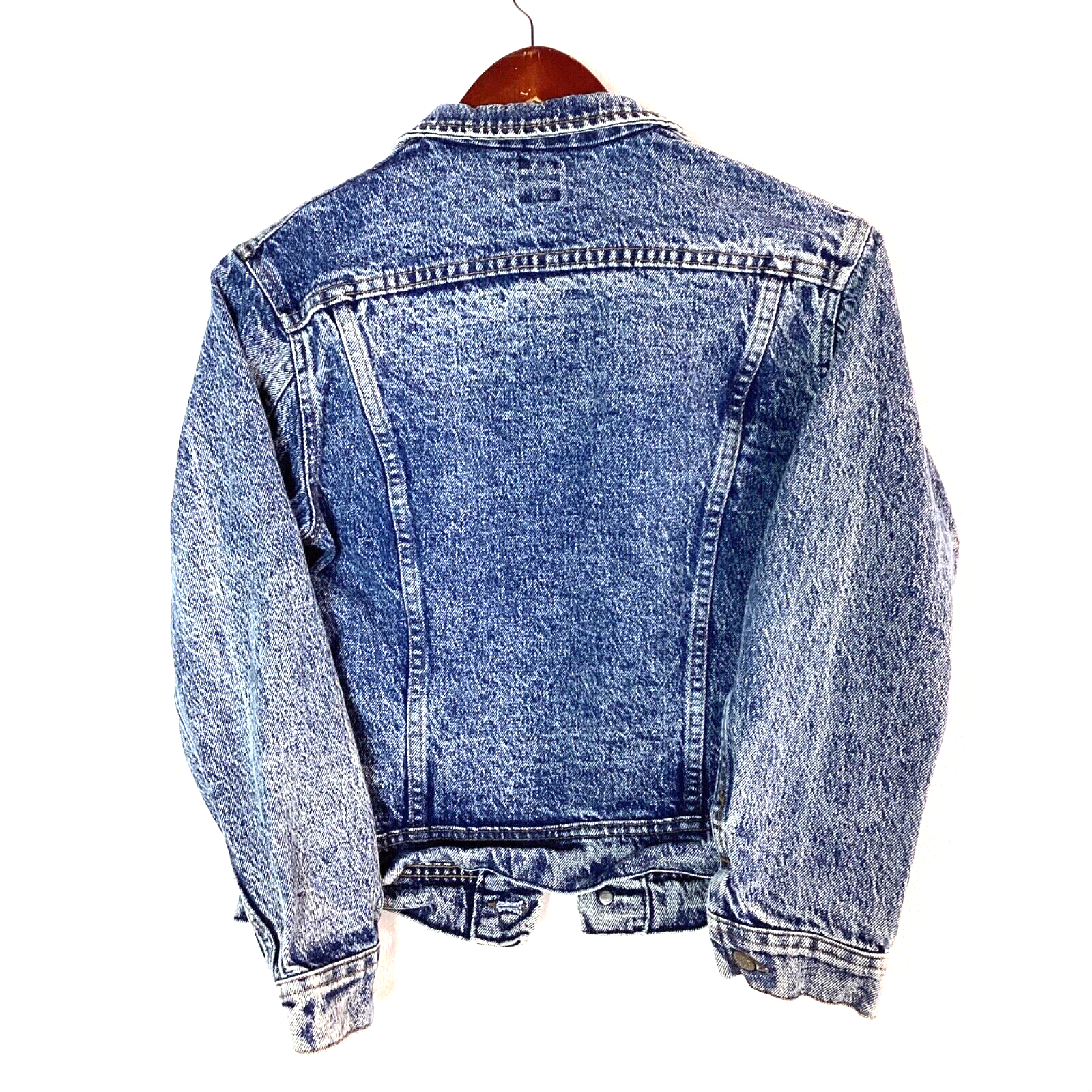Vintage Lee Denim Jean Jacket XS Blue Long Sleeve Made Usa Acid Wash 1980s