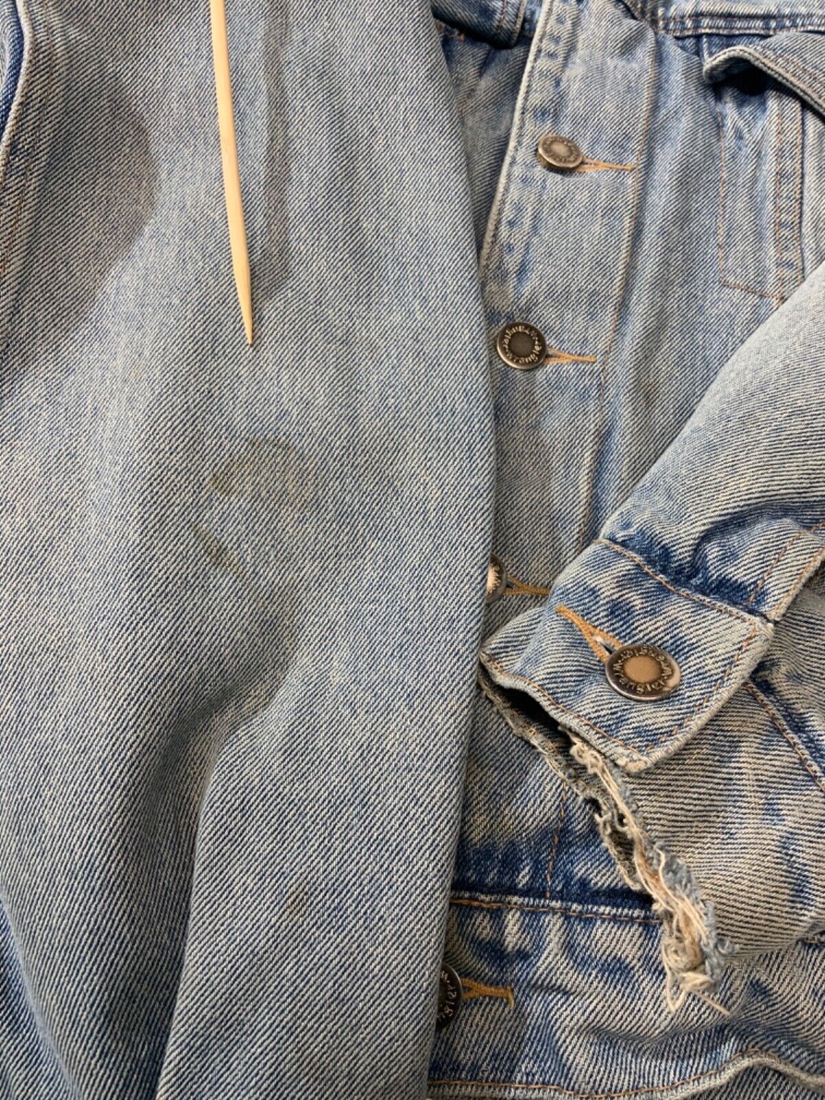 Vintage Wrangler Hero Denim Jean Jacket Medium Blue Light Wash Lined