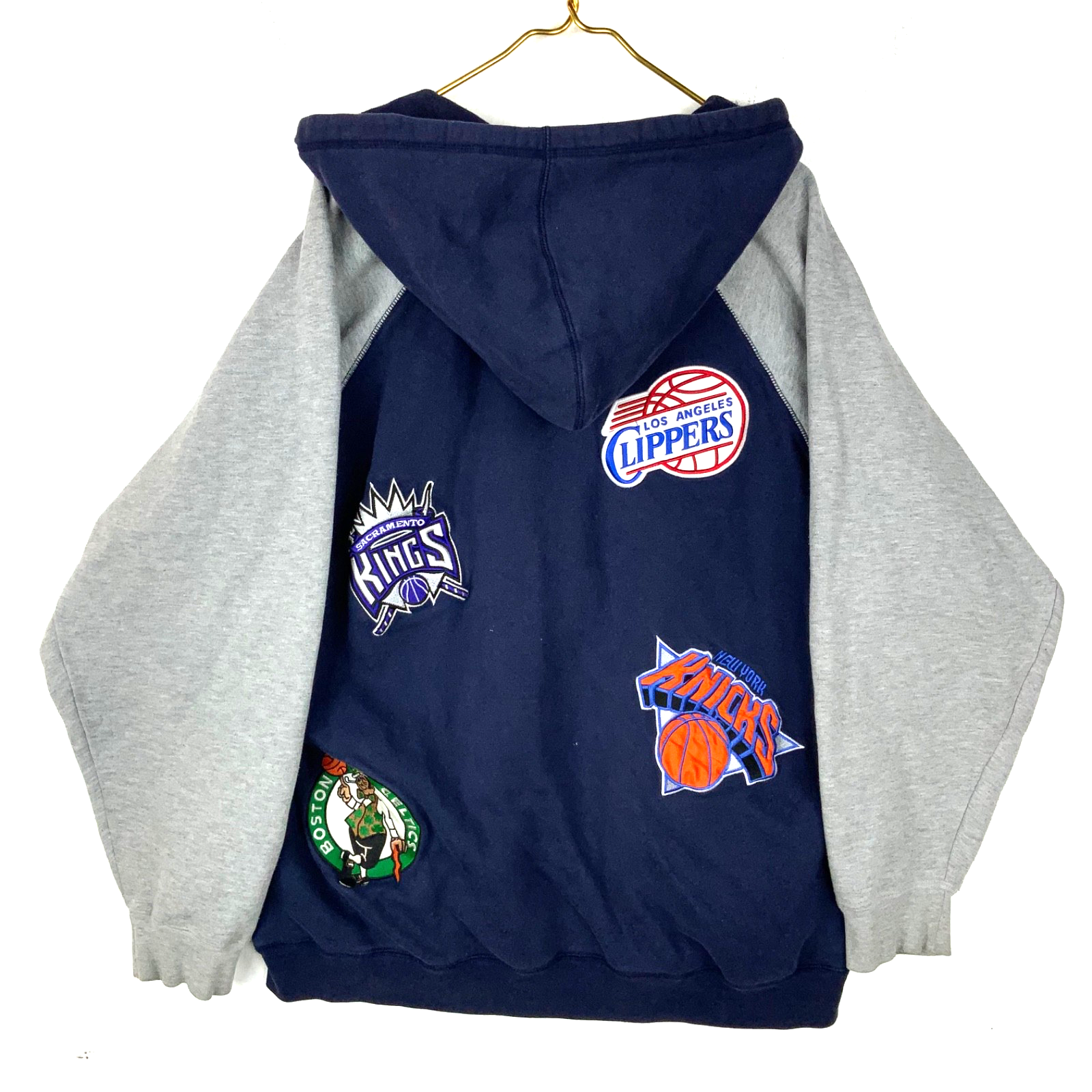 Y2K Nba Teams Patch Sweatshirt Hoodie 2XL Blue Full Zip Embroidered Dunk Nba