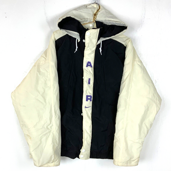 Vintage Nike Air Puffer Jacket Size XL White Full Zip Quilt Lined Hooded 90s