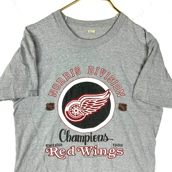 Vintage 1980s Detroit Red Wings T-shirt Large Made Usa Nhl 1988 Norris Champs