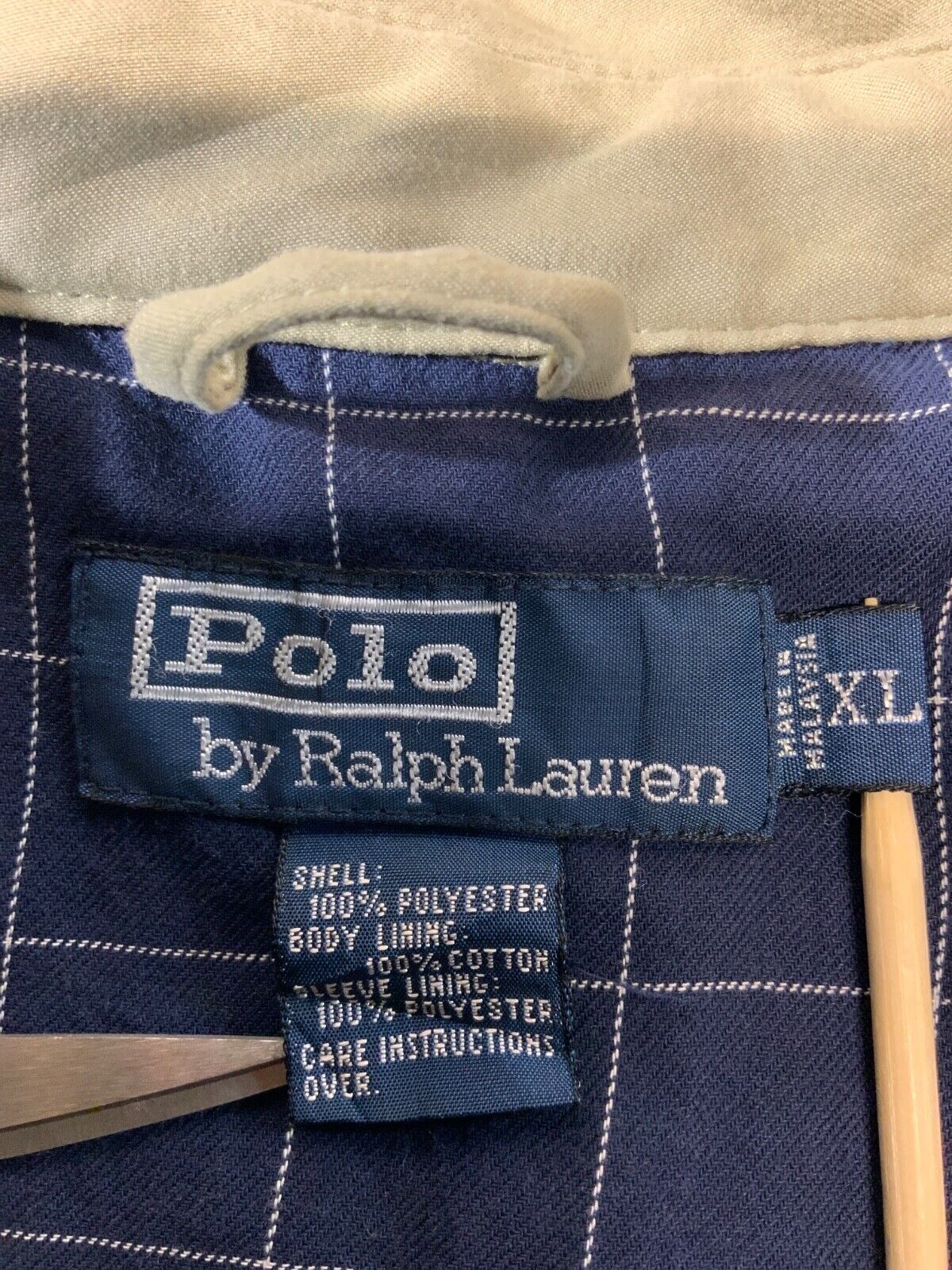 Vintage Polo Ralph Lauren Harrington Jacket XL Beige Lined 90s
