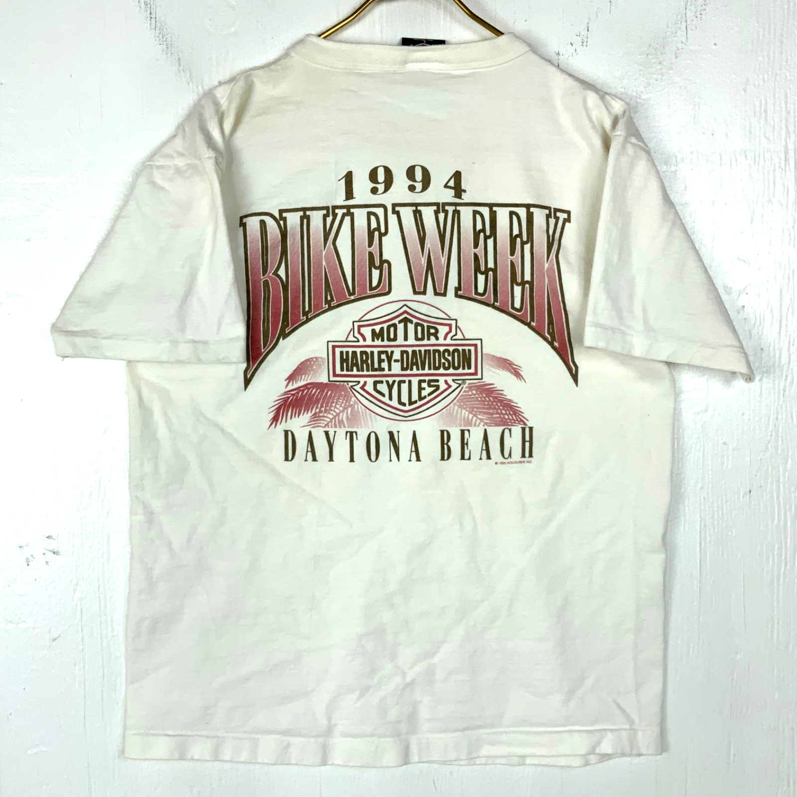 Vintage Harley Davidson T-Shirt Large Henley 1994 Daytona Beach Bike Week 90s