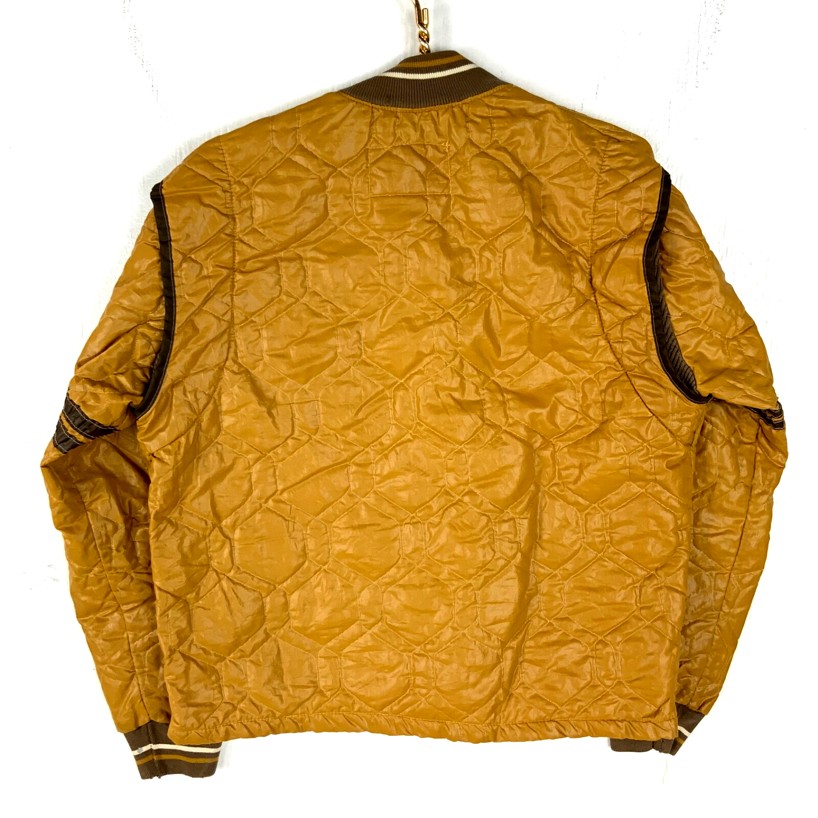 Vintage 1970’s Bomber Jacket Large Yellow Full Zip Light Puffer