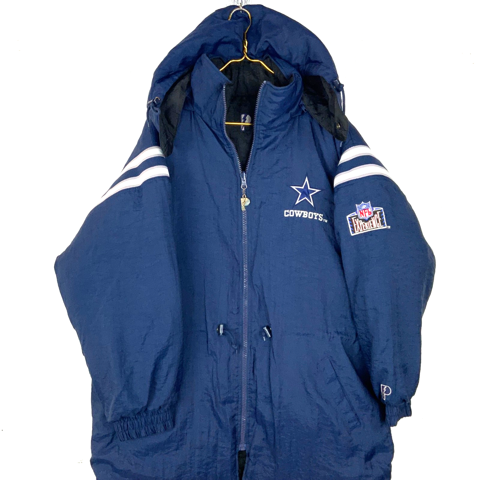 Vintage Dallas Cowboys Pro Player Jacket XL Reversible Puffer Hooded FullZip Nfl
