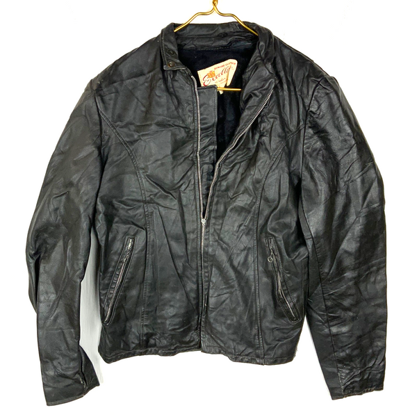 Vintage Excelled Leather Cafe Racer Jacket Small Full Zip Lined Made Usa 80s