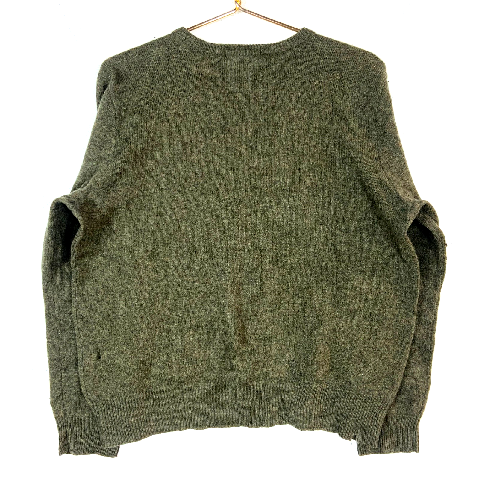 Vintage Polo Ralph Lauren Lambs Wool Knit Sweater Large Green V-neck 90s