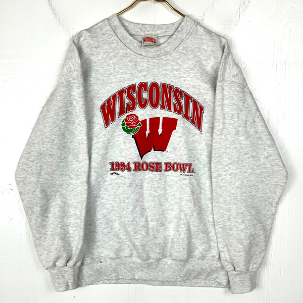 Vintage Wisconsin Badgers Nutmeg Sweatshirt Large Gray Ncaa 1994 Rose Bowl 90s