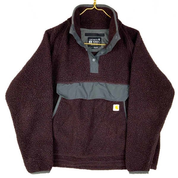 Carhartt Snap Fleece Sweater Jacket Women's XL Purple Full Zip Relaxed Fit