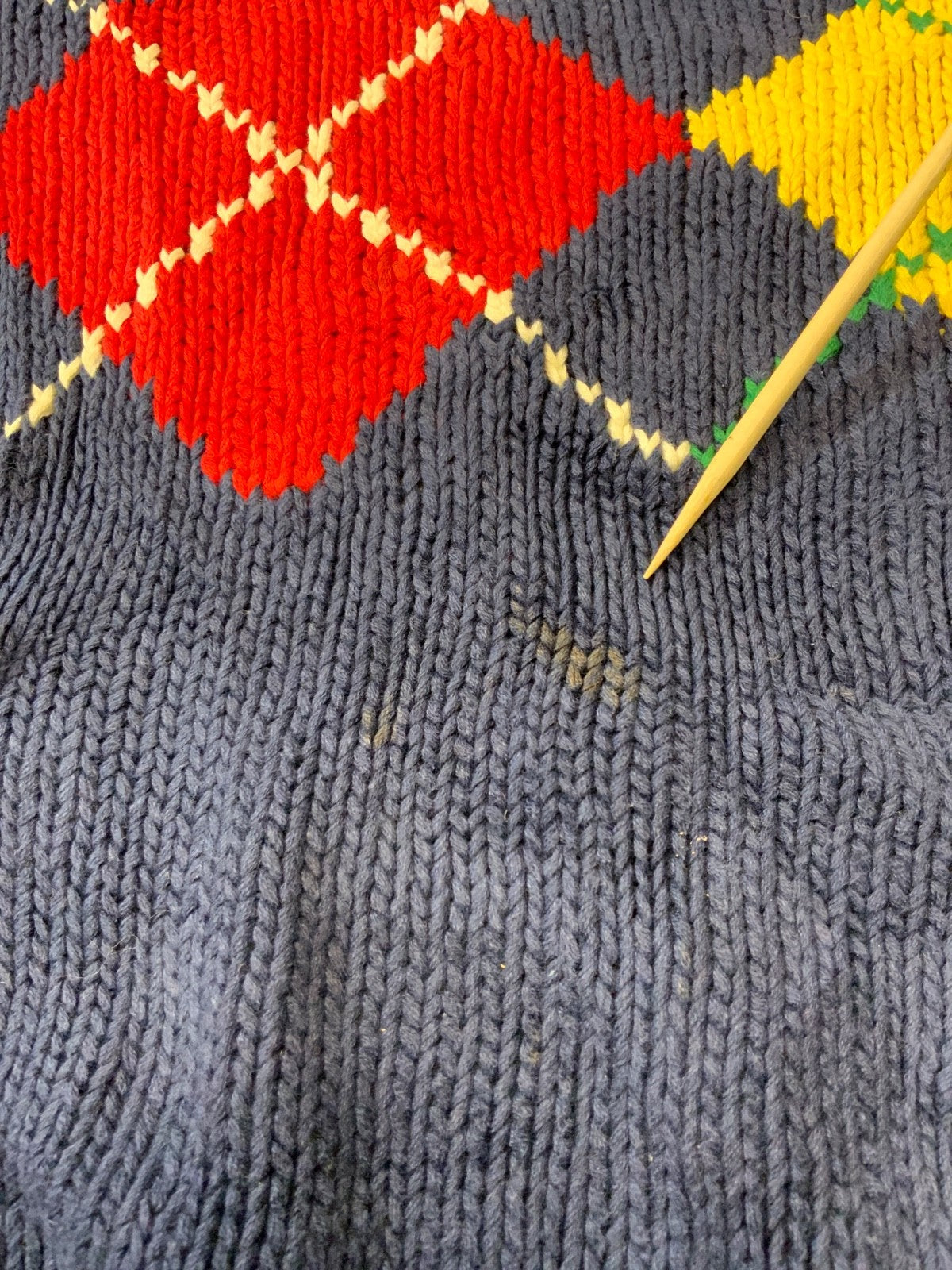 Vintage Polo Ralph Lauren Knit Sweater Medium Blue Crewneck Argyle 90s