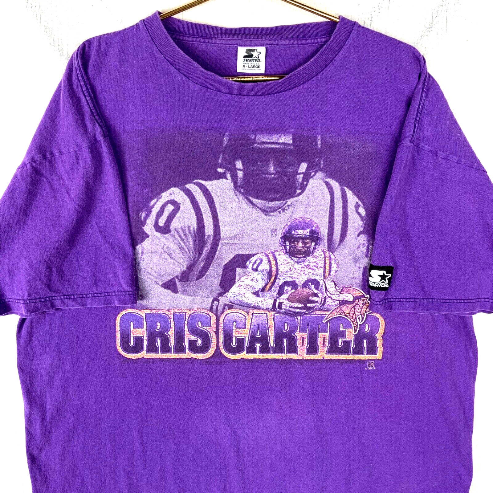 Vintage Cris Carter Minnesota Vikings T-shirt Starter Extra Large Purple Nfl 90s