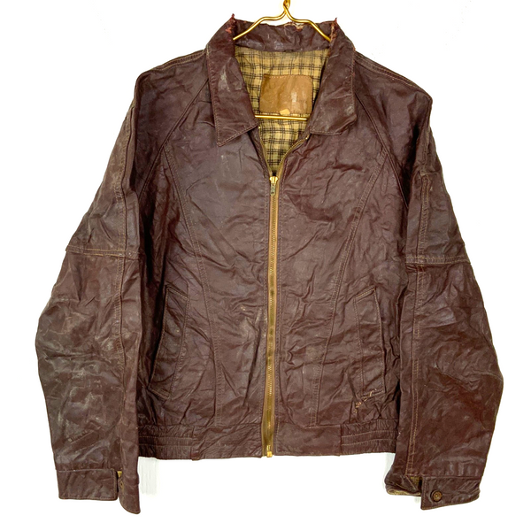 Vintage 1970's Leathers Harrington Jacket Size Medium Maroon Full Zip Lined