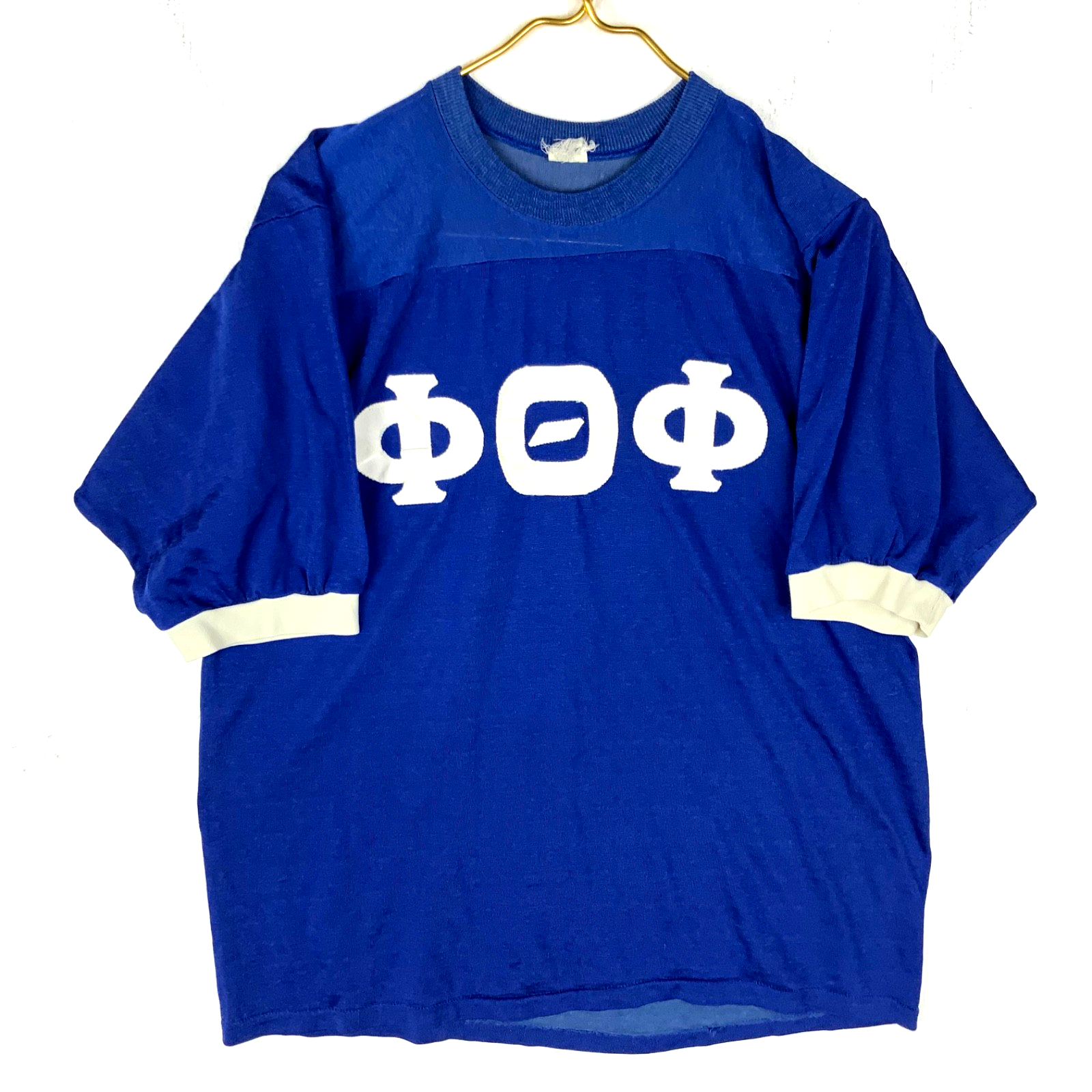 Vintage 1970’s Durene Football Jersey Large Blue Fraternity Made Usa