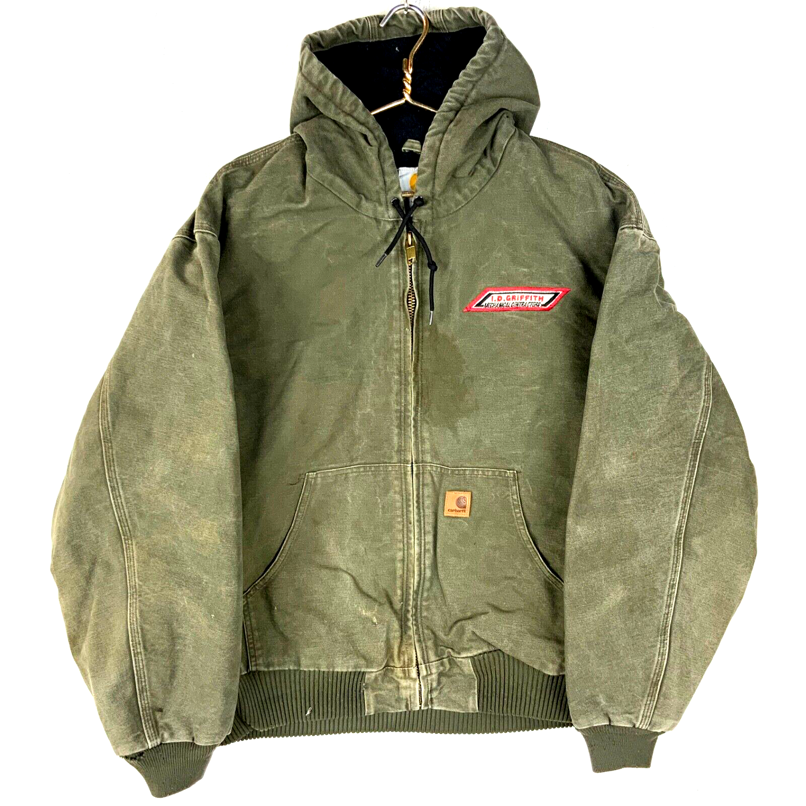 Carhartt Duck Jacket 2XL Green Full Zip Quilt Lined Workwear J130 Arg