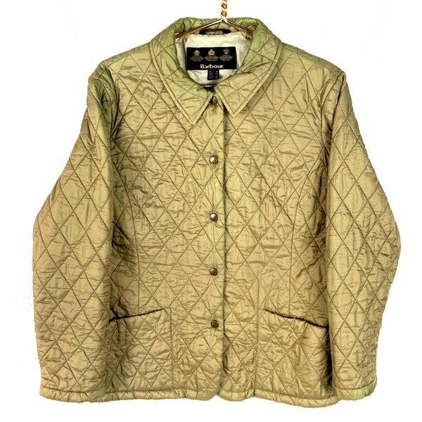 Barbour Women's Quilted Jacket Small Beige Snap Button