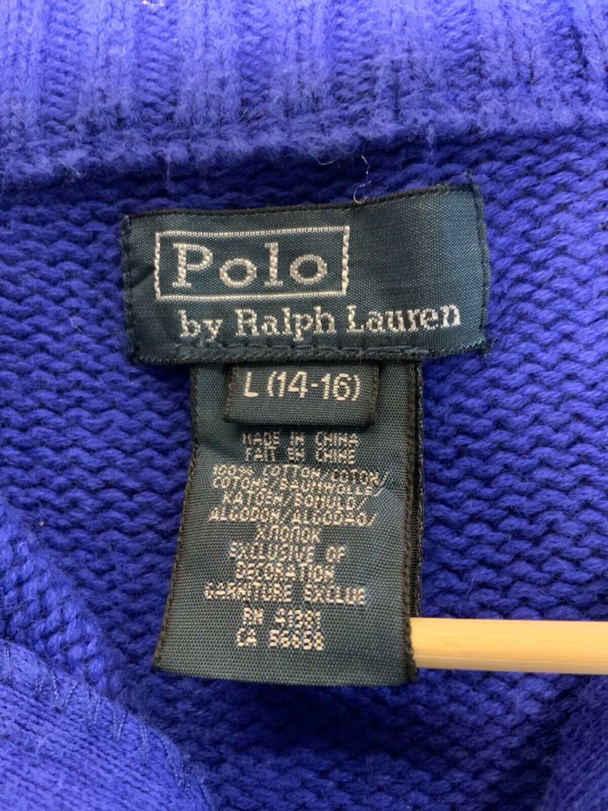 Vintage Polo Ralph Lauren Knit Sweater Women’s Large Blue 1/4 Zip 90s