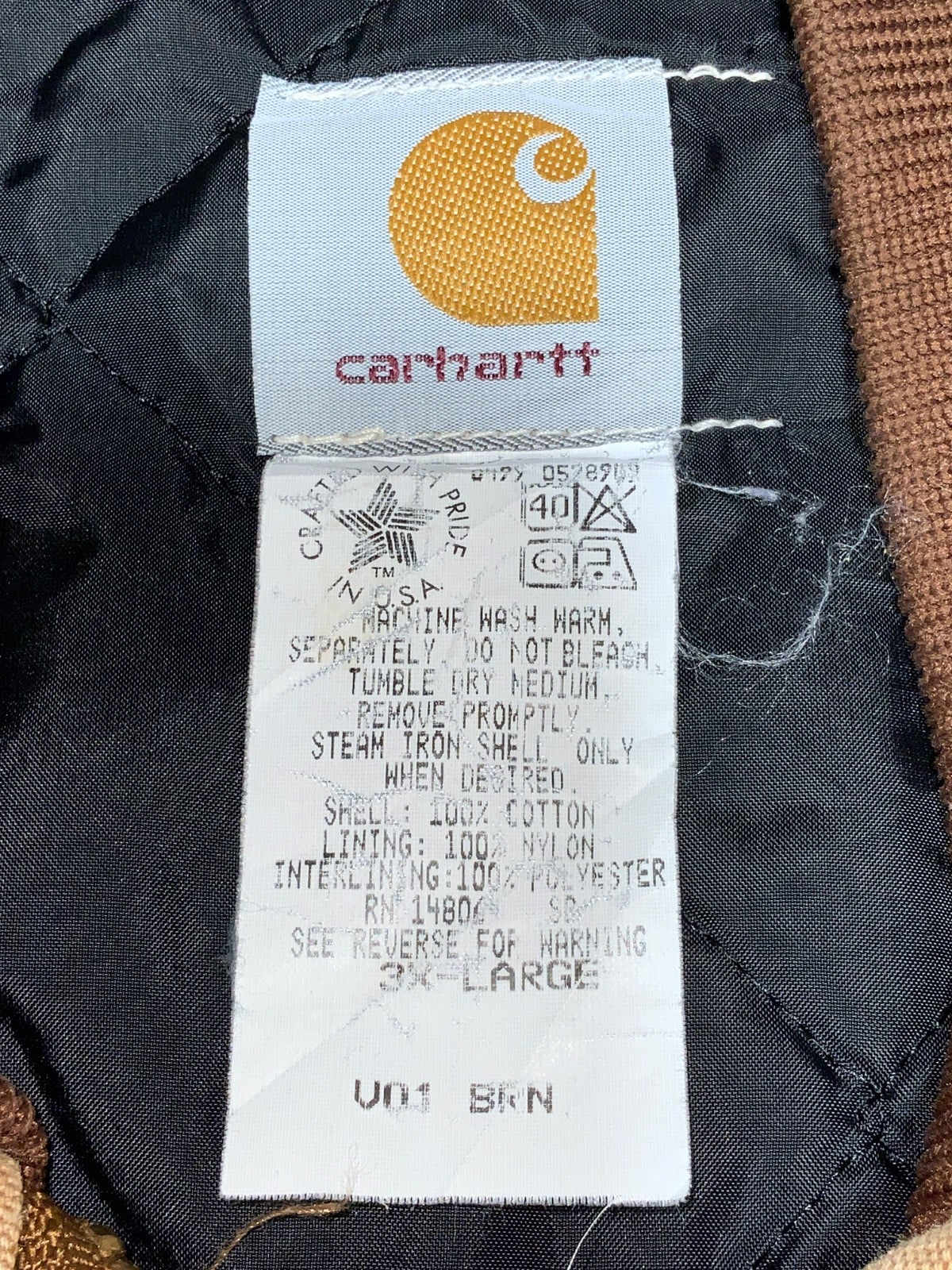 Carhartt Vest Size 3XL Brown Made Usa Full Zip Work Wear V01 BRN
