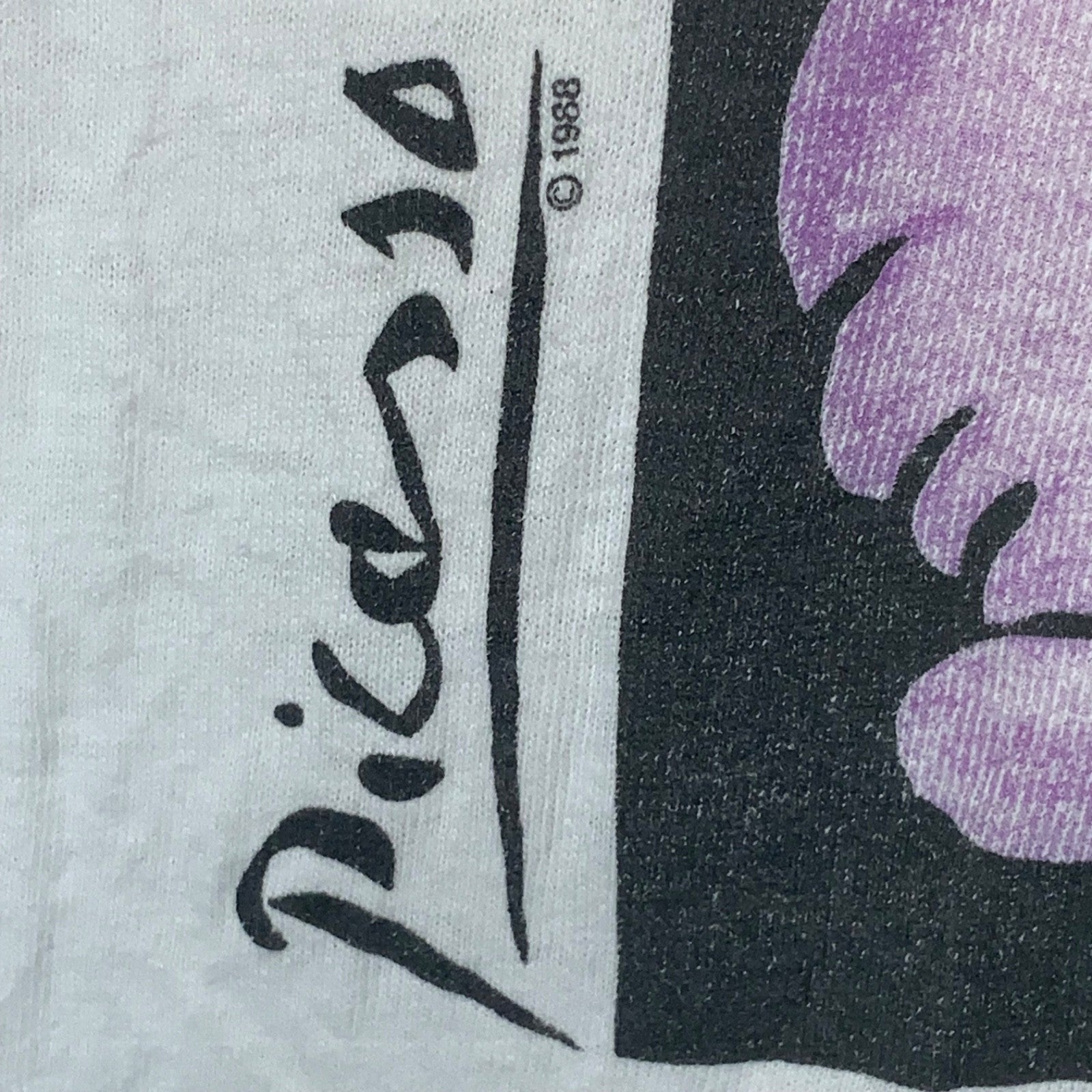 Vintage Pablo Picasso Art T-Shirt Large White Made Usa 1988 Single Stitch 80s